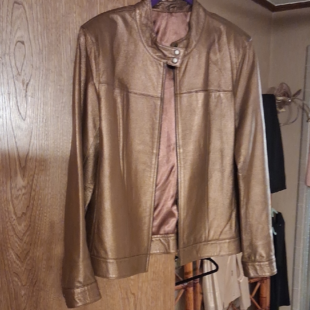 Paradox Women's Metallic GOLD/BRONZE Leather Jacket
